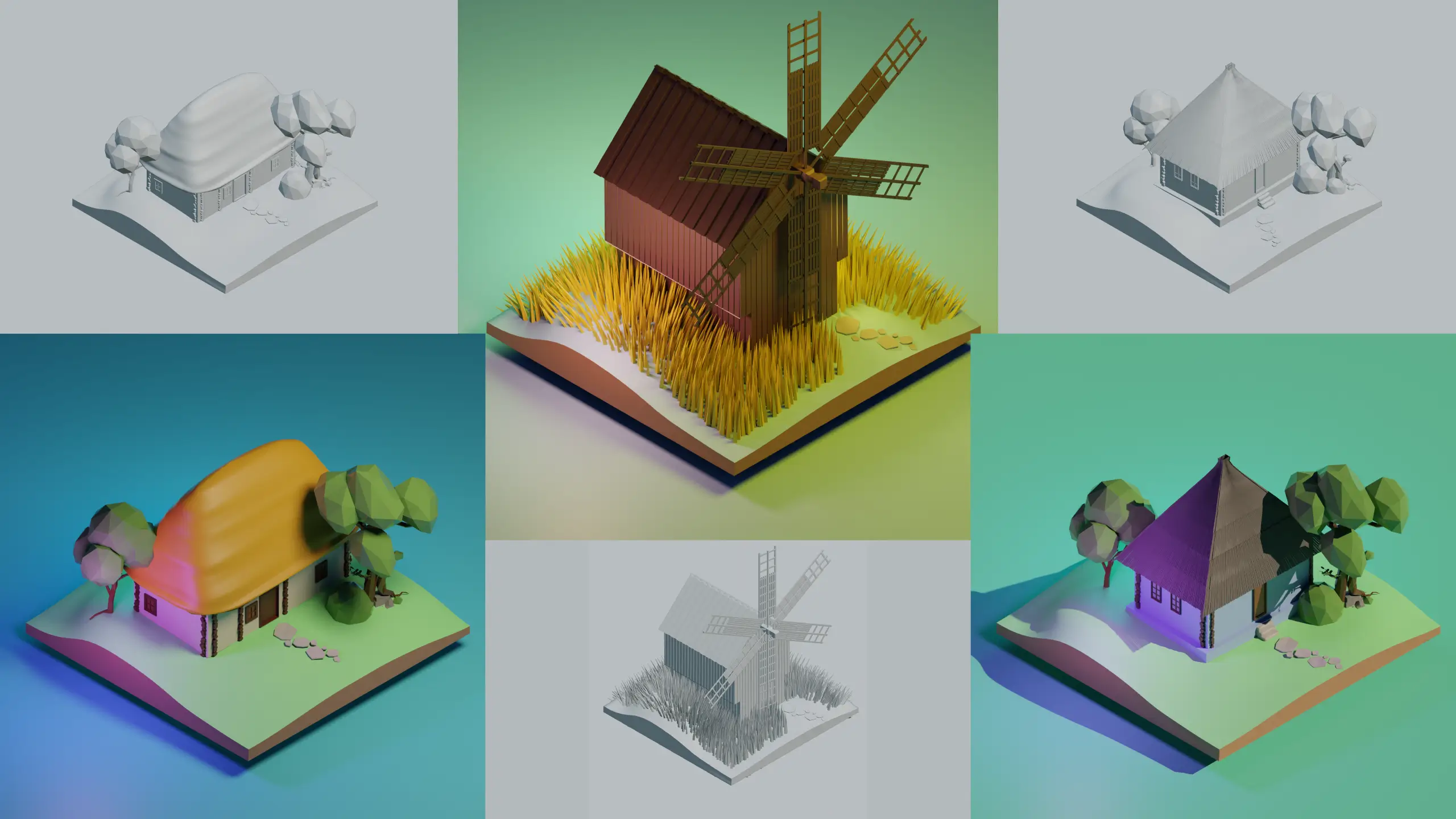 Subcarpati NFT 3d Isometric Illustrations of traditional romanian houses