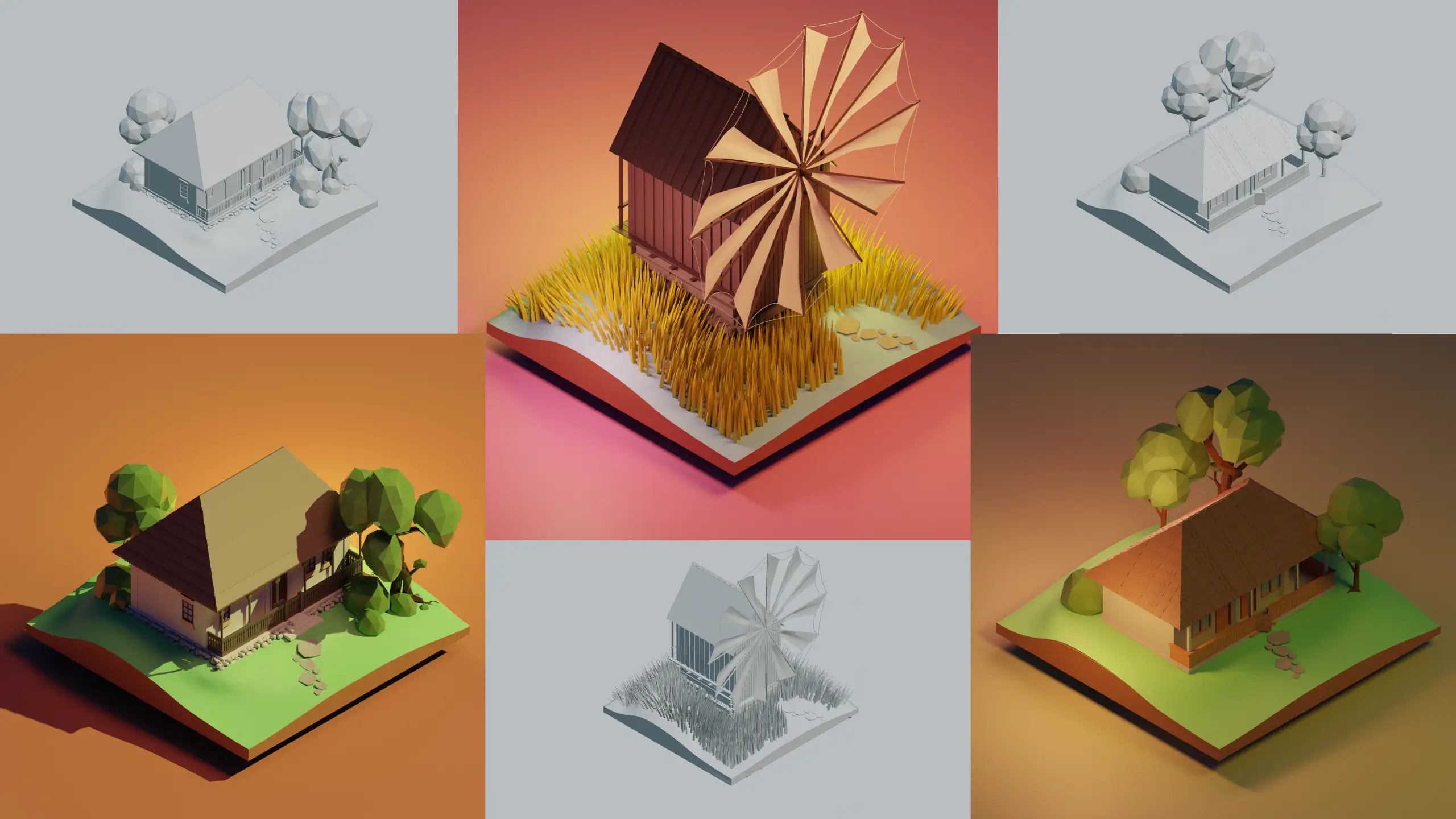 Subcarpati NFT 3d Isometric Illustrations of traditional romanian houses