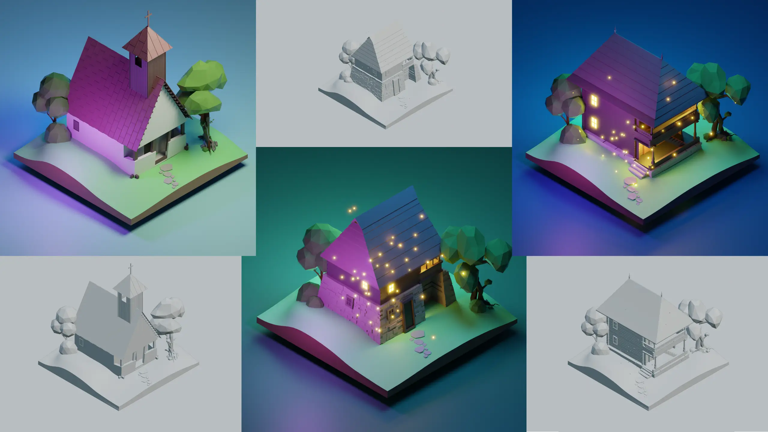 Subcarpati NFT 3d Isometric Illustrations of traditional romanian houses